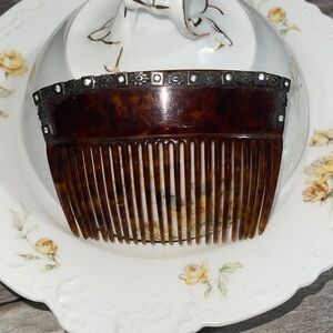 Vintage Elegant Faux Tortoiseshell Hair Comb with Rhinestones